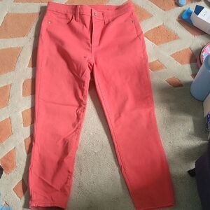 Talbots Vibrant Coral High Waist Jegging Crop Jeans